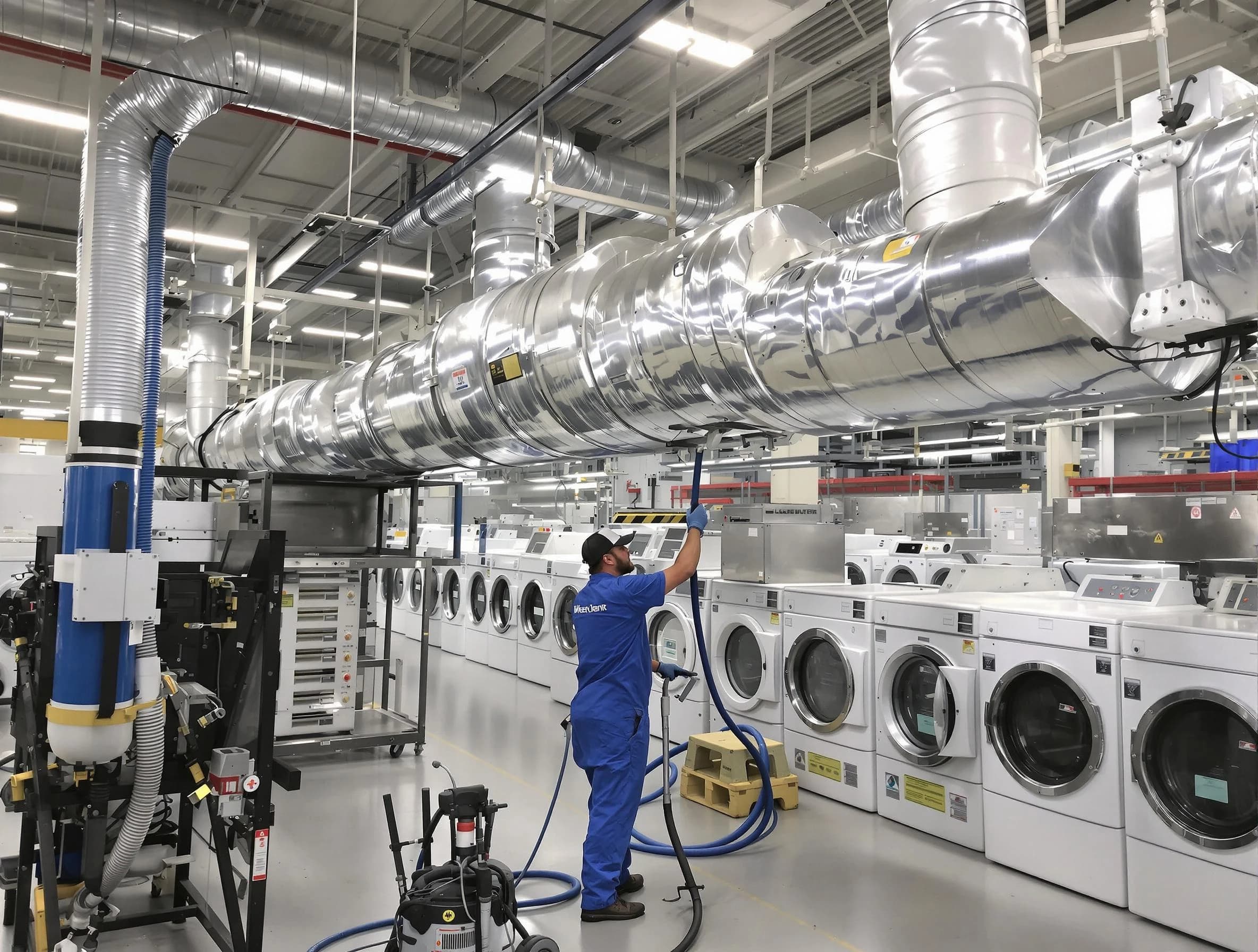 Randolph Dryer Vent Cleaning team performing heavy-duty industrial dryer vent cleaning in Randolph