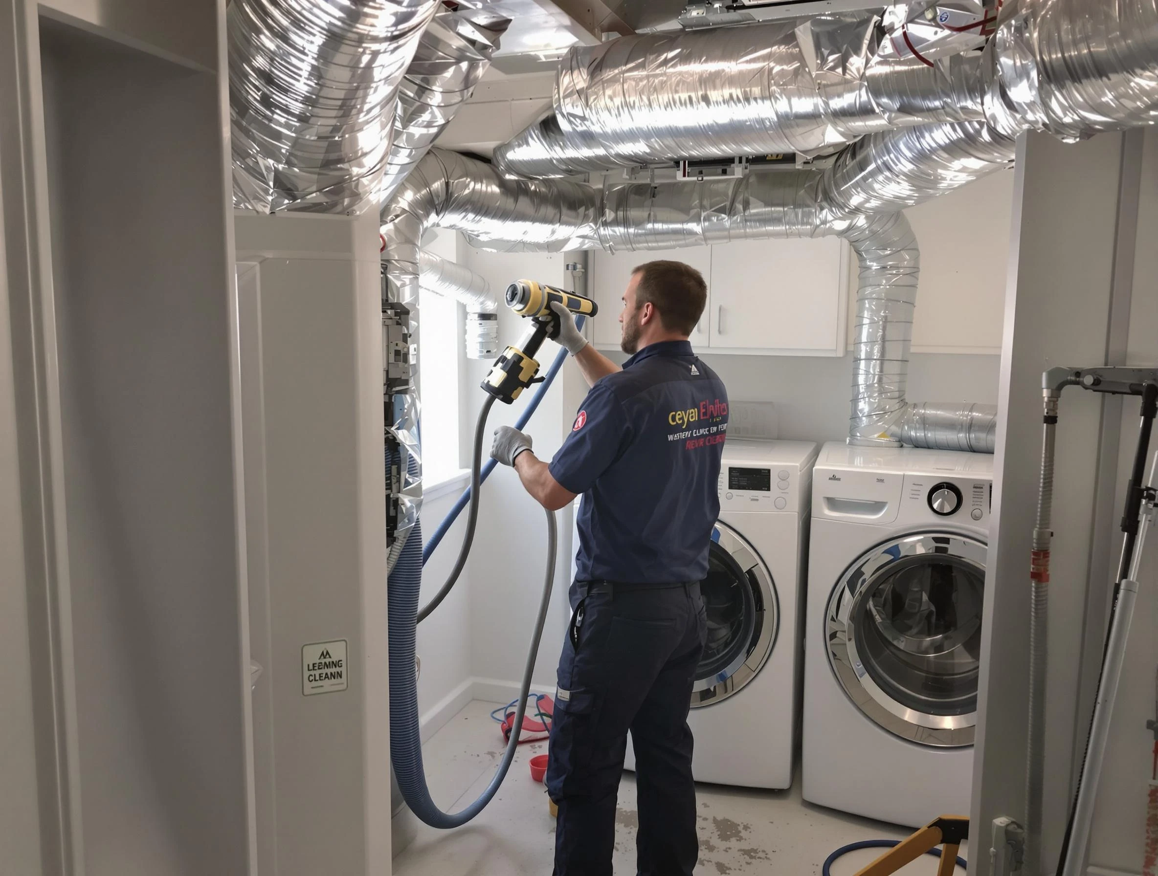 Randolph Dryer Vent Cleaning specialist using advanced equipment for thorough duct cleaning in Randolph