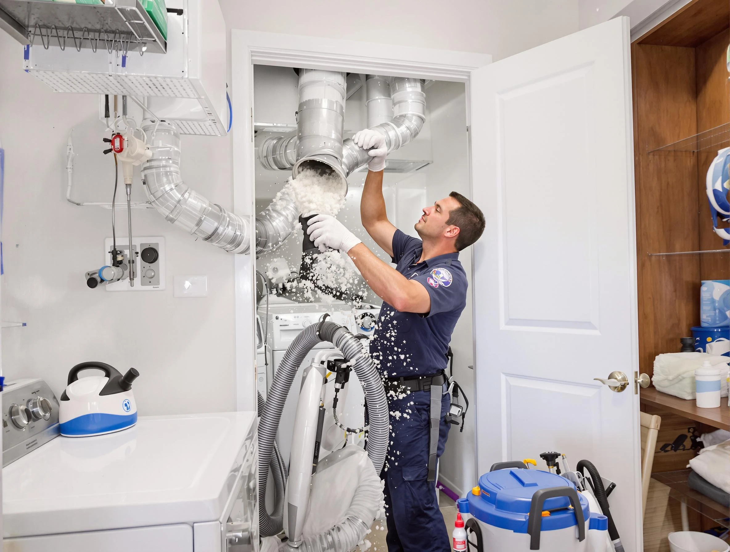 Randolph Dryer Vent Cleaning technician delivering thorough residential dryer vent cleaning service in Randolph